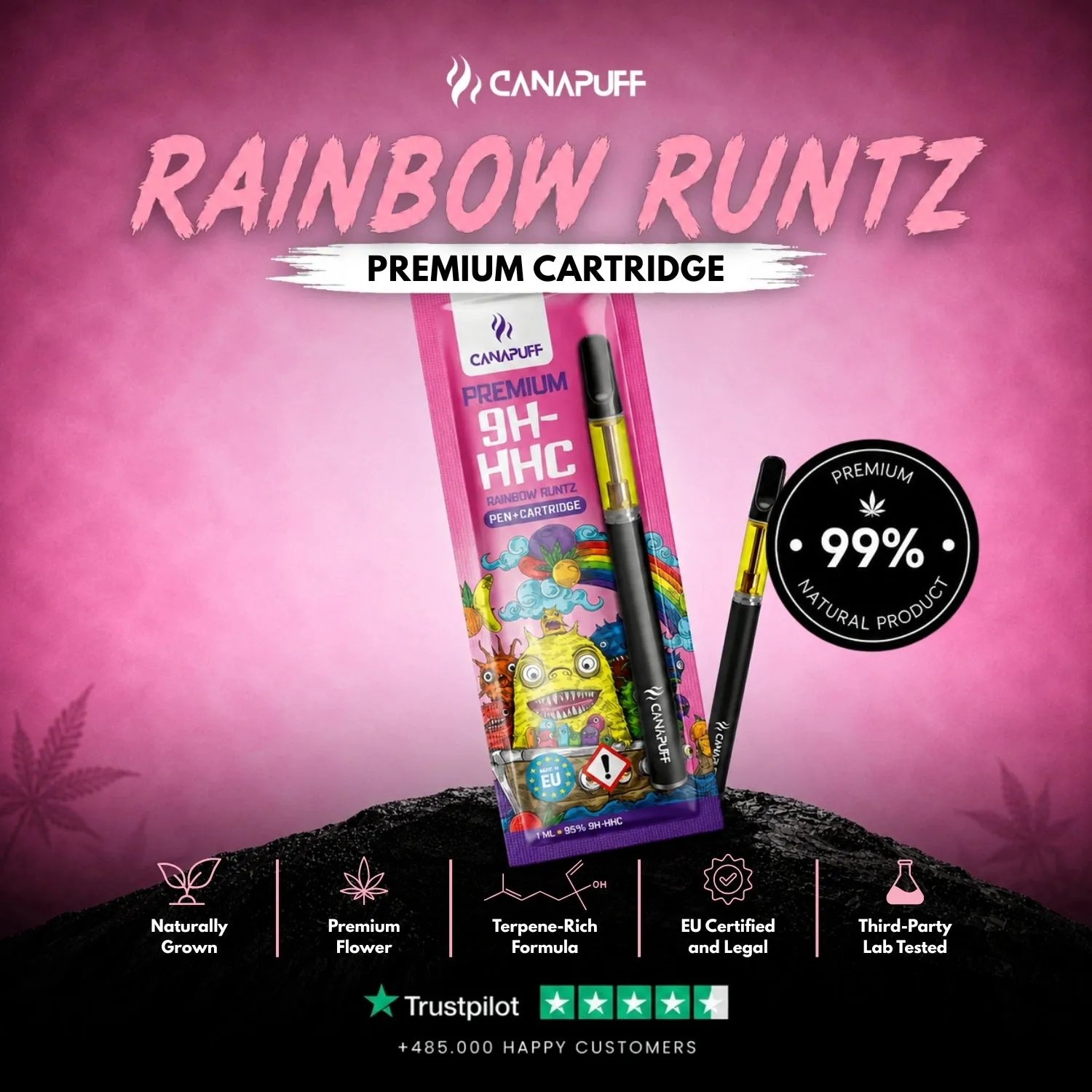 CANAPUFF 9H-HHC Rainbow Runtz penn + patron 95%