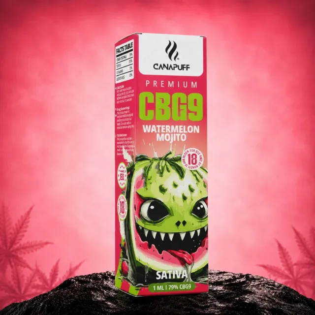 CanaPuff CBG9 Watermelon Mojito vape 1 ml 79% lime mynte