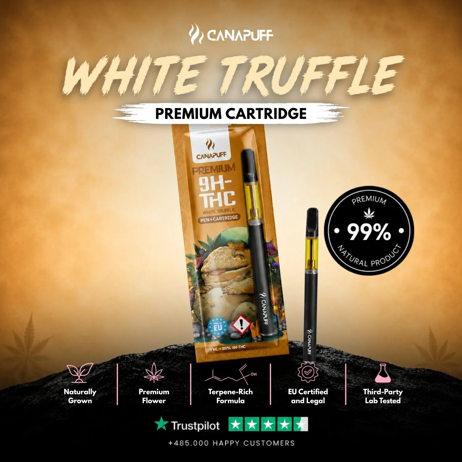 Canapuff White Truffle 9H-THC vape penn 95 %