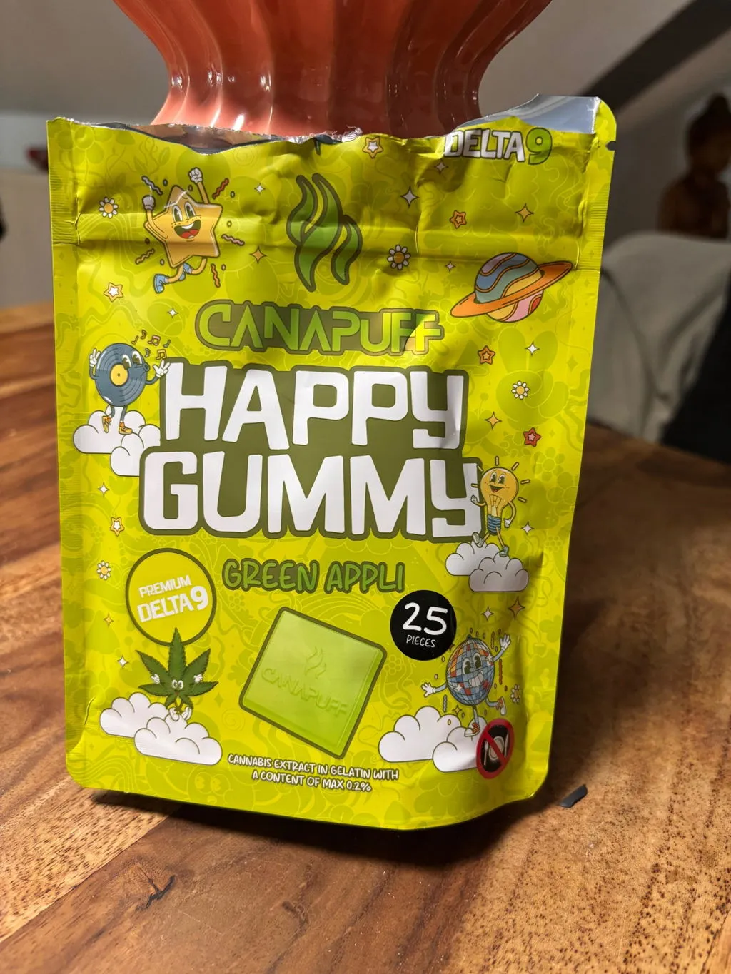 Canapuff Happy Gummy Green Appli vingummi 1 stk eple
