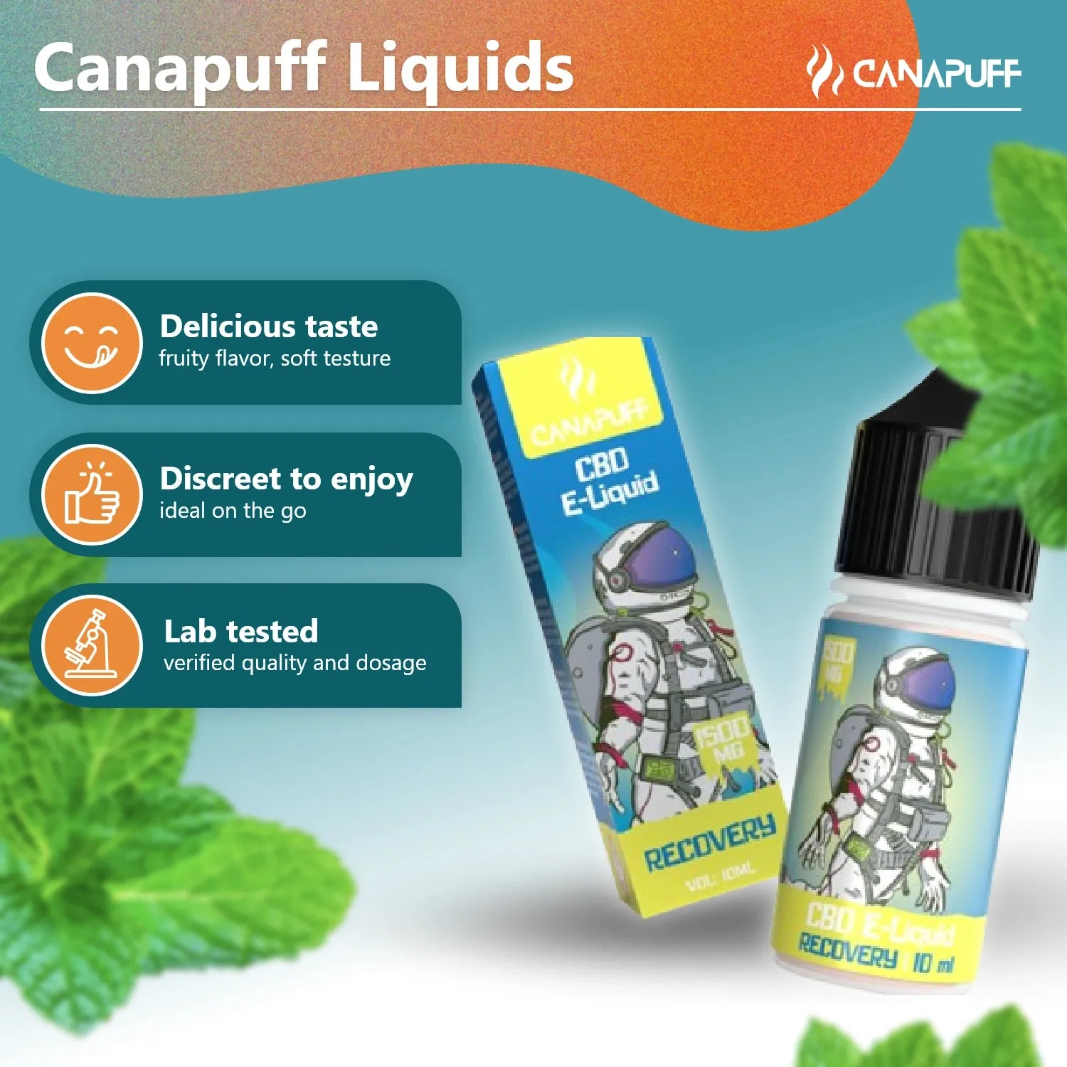 Canapuff CBD Recovery e-væske 1500mg urt
