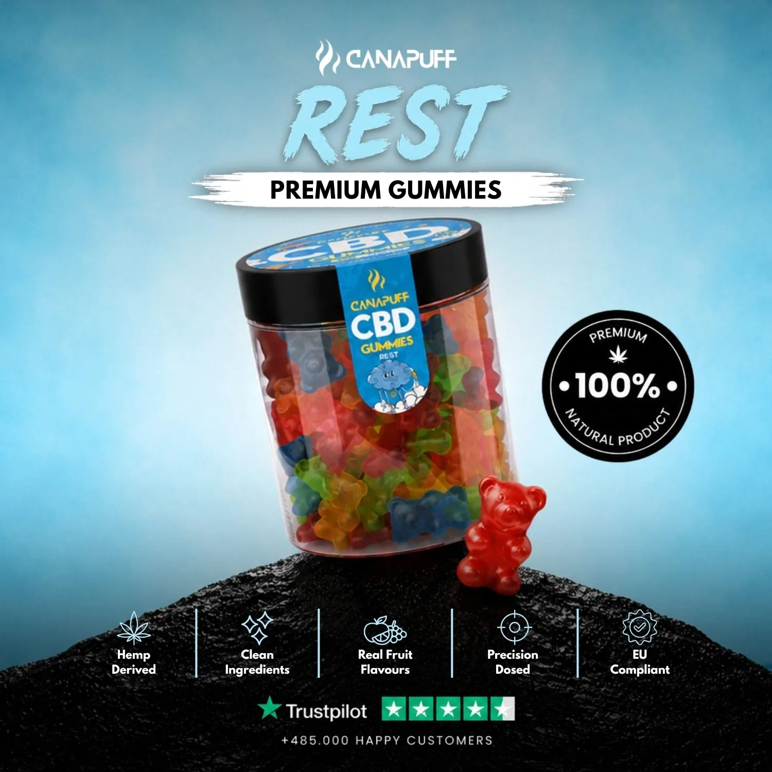 Canapuff Rest CBD Gummies vingummi kveld