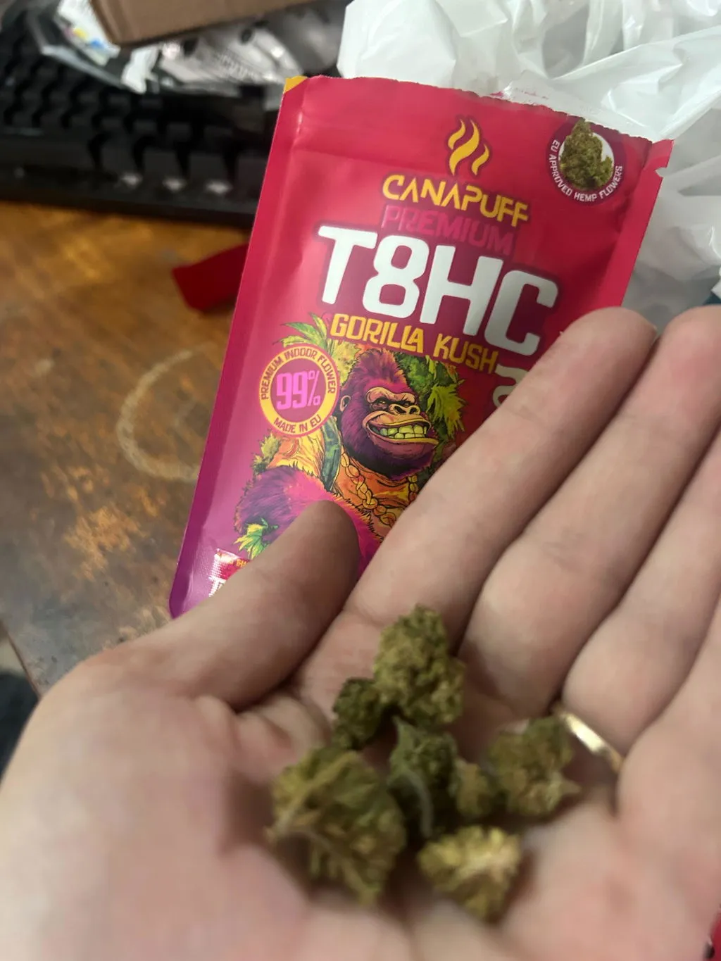 Canapuff Gorilla Kush 99% T8HC-blomster 1 g jord