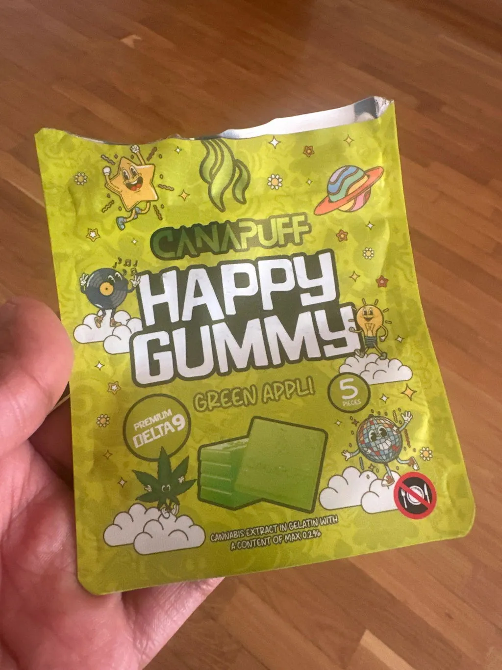 Canapuff Happy Gummy Green Appli vingummi 1 stk eple