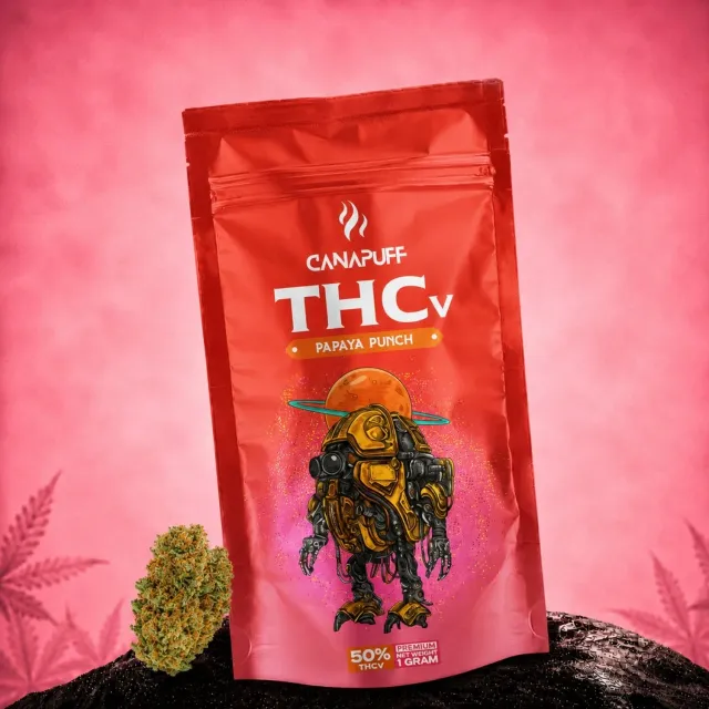 Canapuff Papaya Punch THCv-blomster 1 g 50%