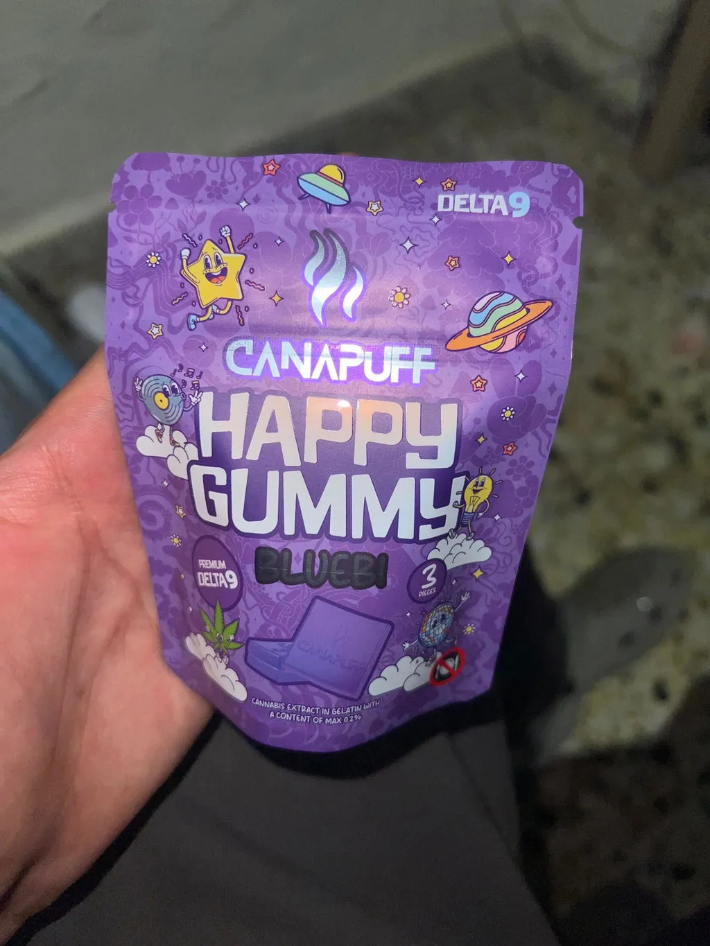 Canapuff THCv Blåbær vingummi 10 stk frukt