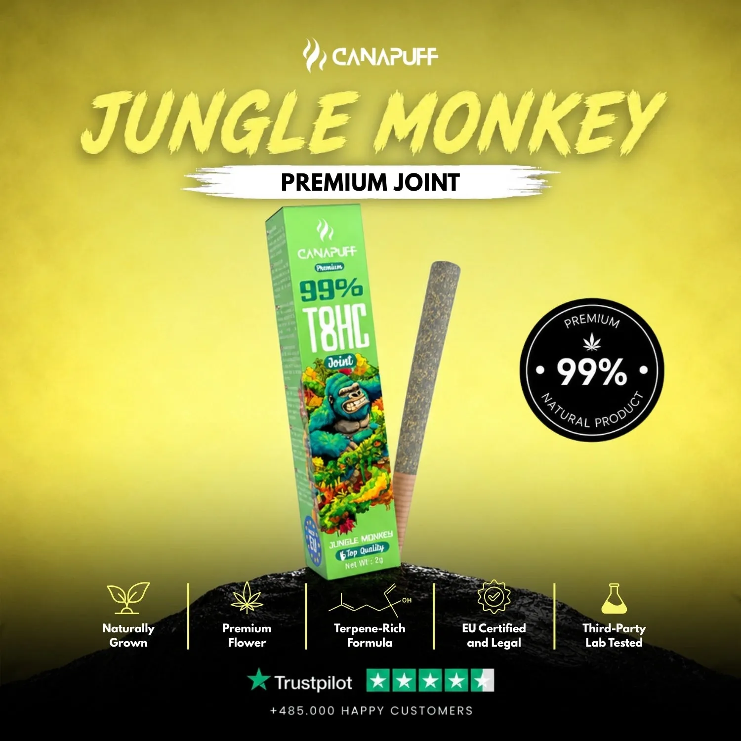 CANAPUFF T8HC Jungle Monkey joint 2g 99% tropisk