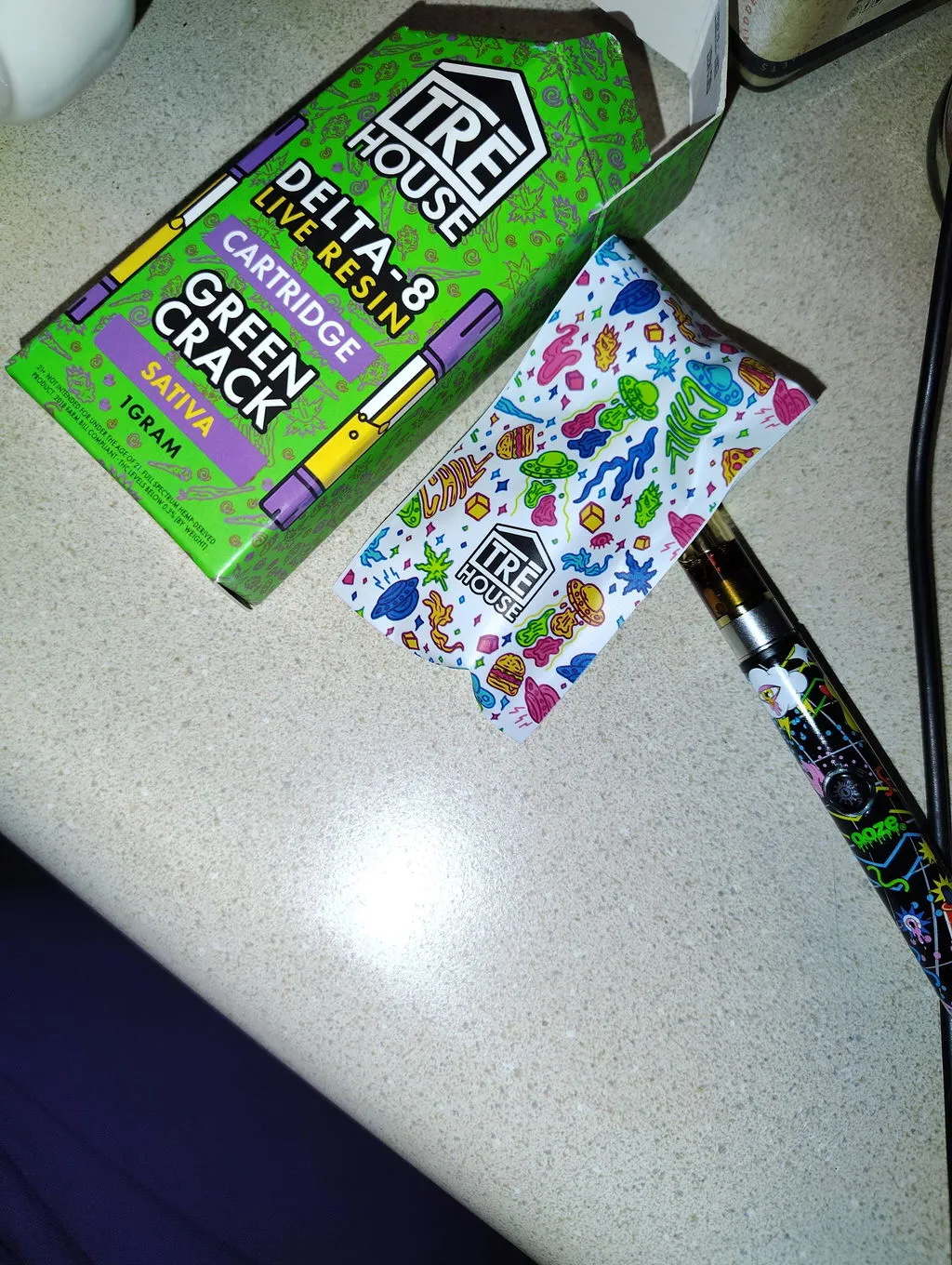 Tre House Live Resin Delta 8 patron Green Crack 1g sativa