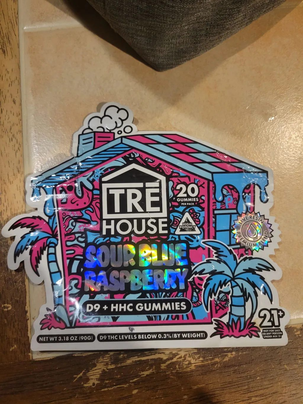 TRE HOUSE Sour Blue Raspberry Delta 9 gummies THCP 20 stk