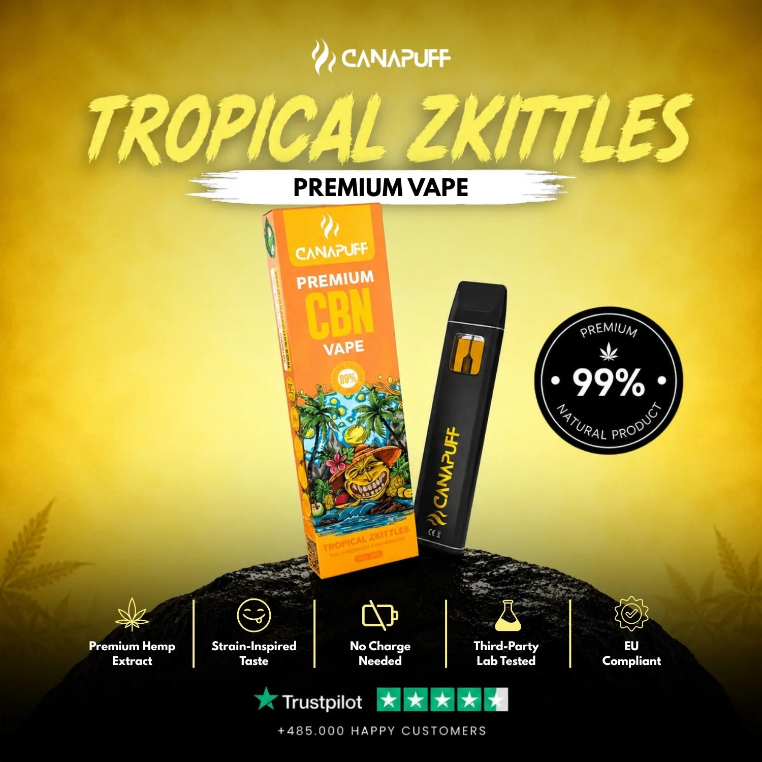 Canapuff CBN Tropisk Zkittles vape 1 ml 89%