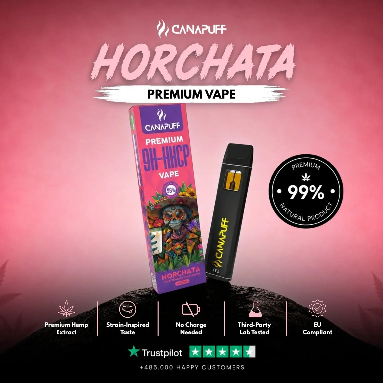 Canapuff 9H-HHCP Horchata vape 1 ml 99 % kremet