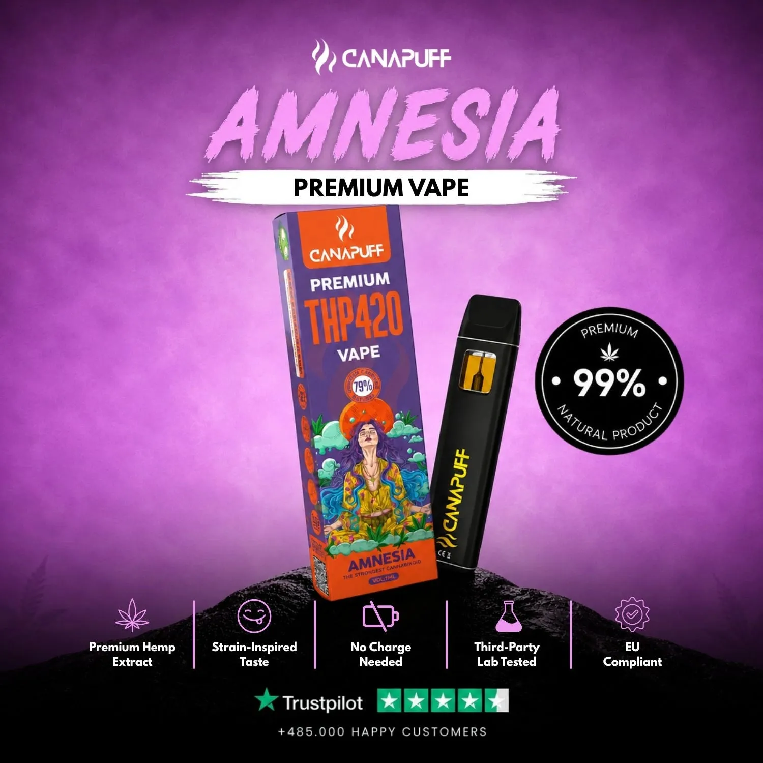 Canapuff Amnesia THP420 vape 1 ml 79 %