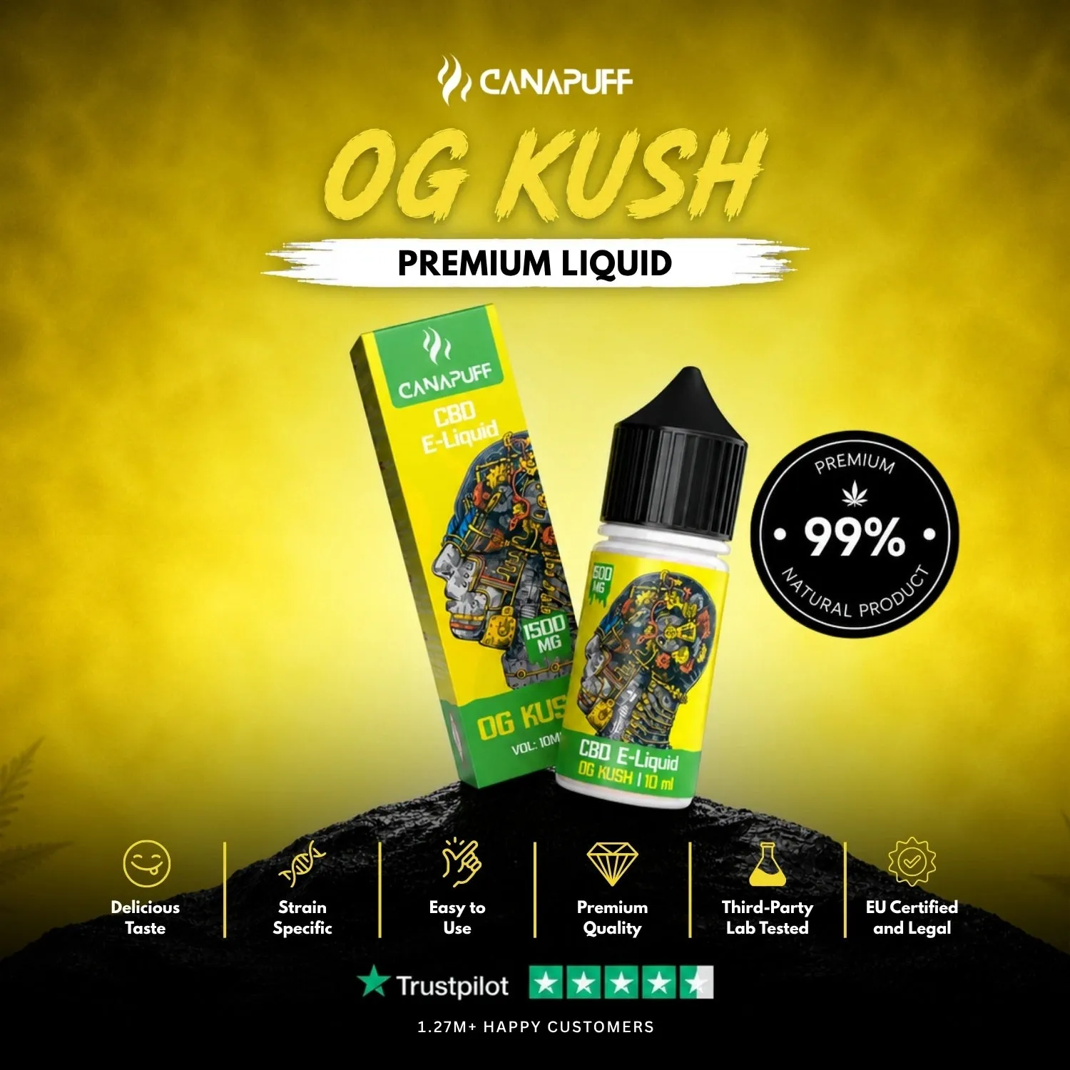 Canapuff CBD OG Kush e-væske 1500mg furu