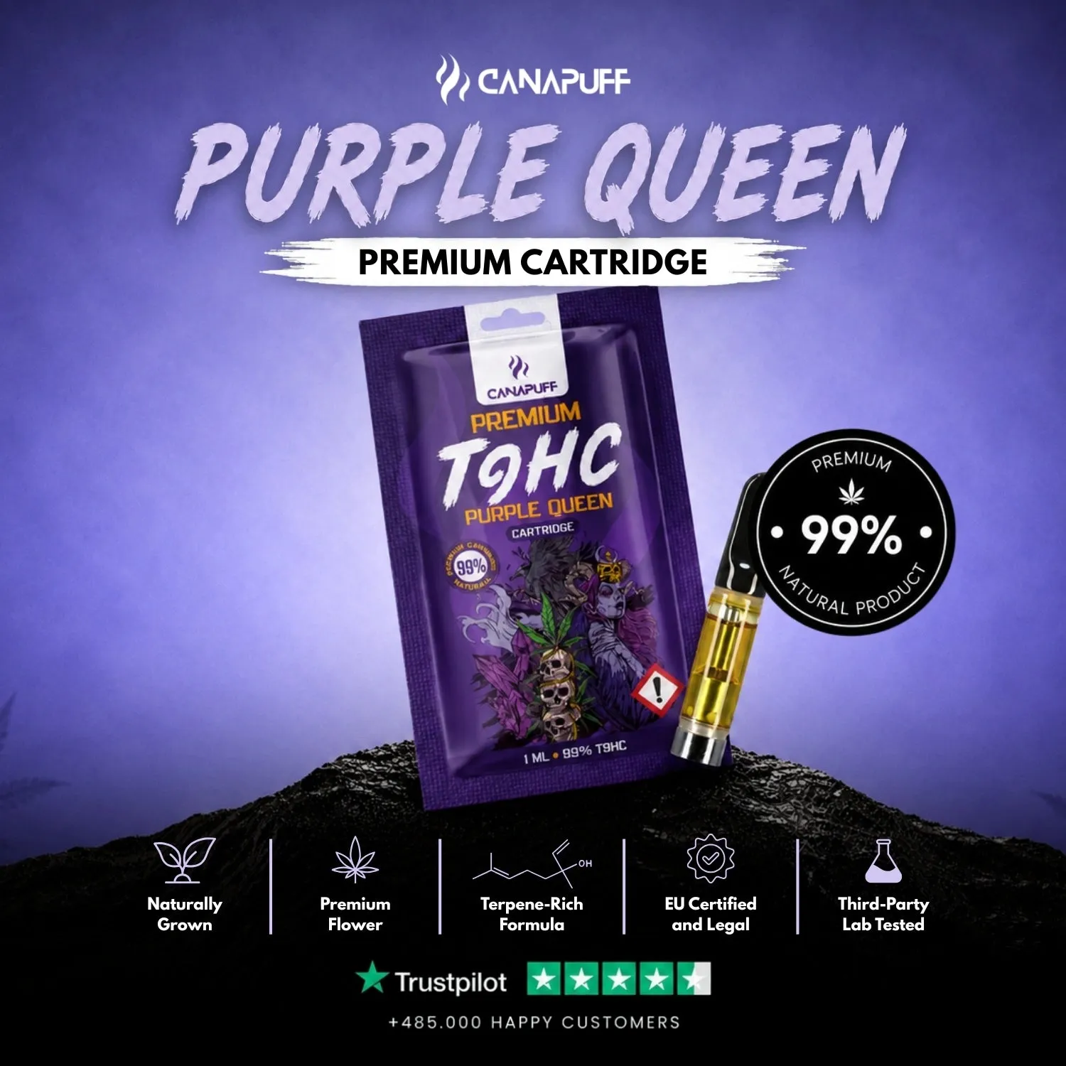 Canapuff T9HC Purple Queen vapepatron 99% bær