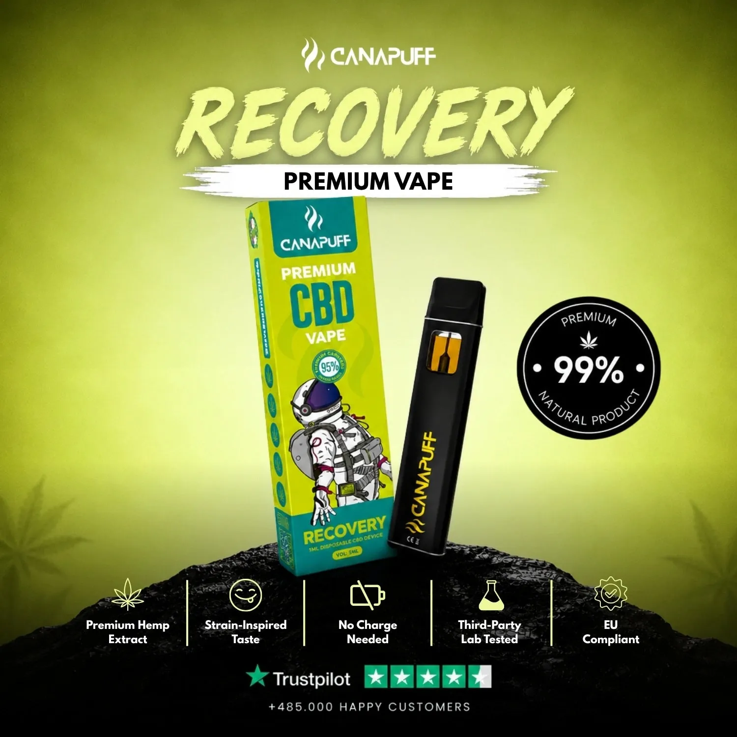 Canapuff CBD Recovery vape 1 ml 95%
