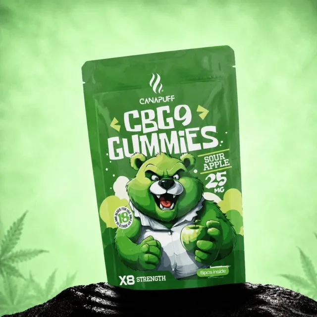 CANAPUFF CBG9 Gummies Sour Apple vingummi surt eple