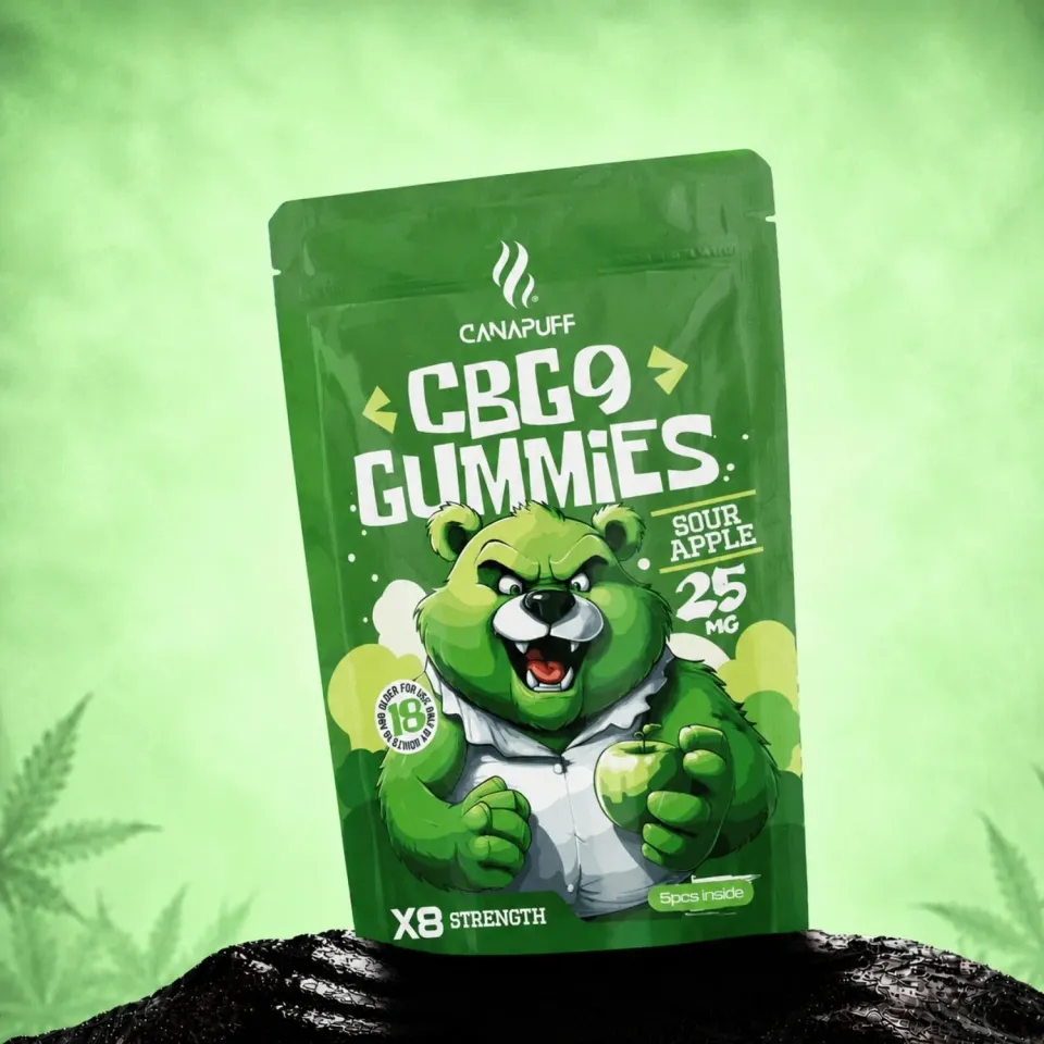 CANAPUFF CBG9 Gummies Sour Apple vingummi surt eple
