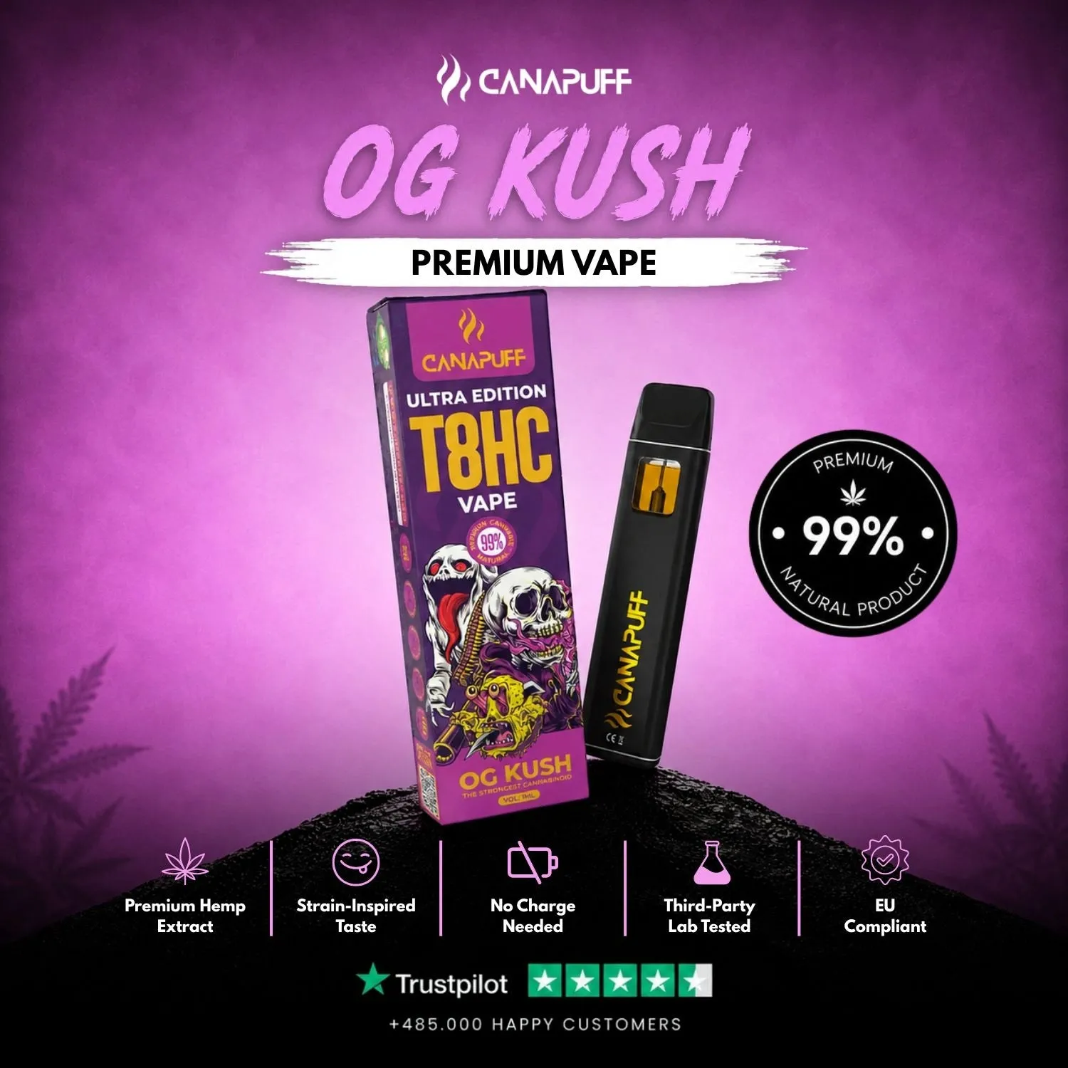 Canapuff T8HC OG Kush Ultra Edition vape 1 ml 99%