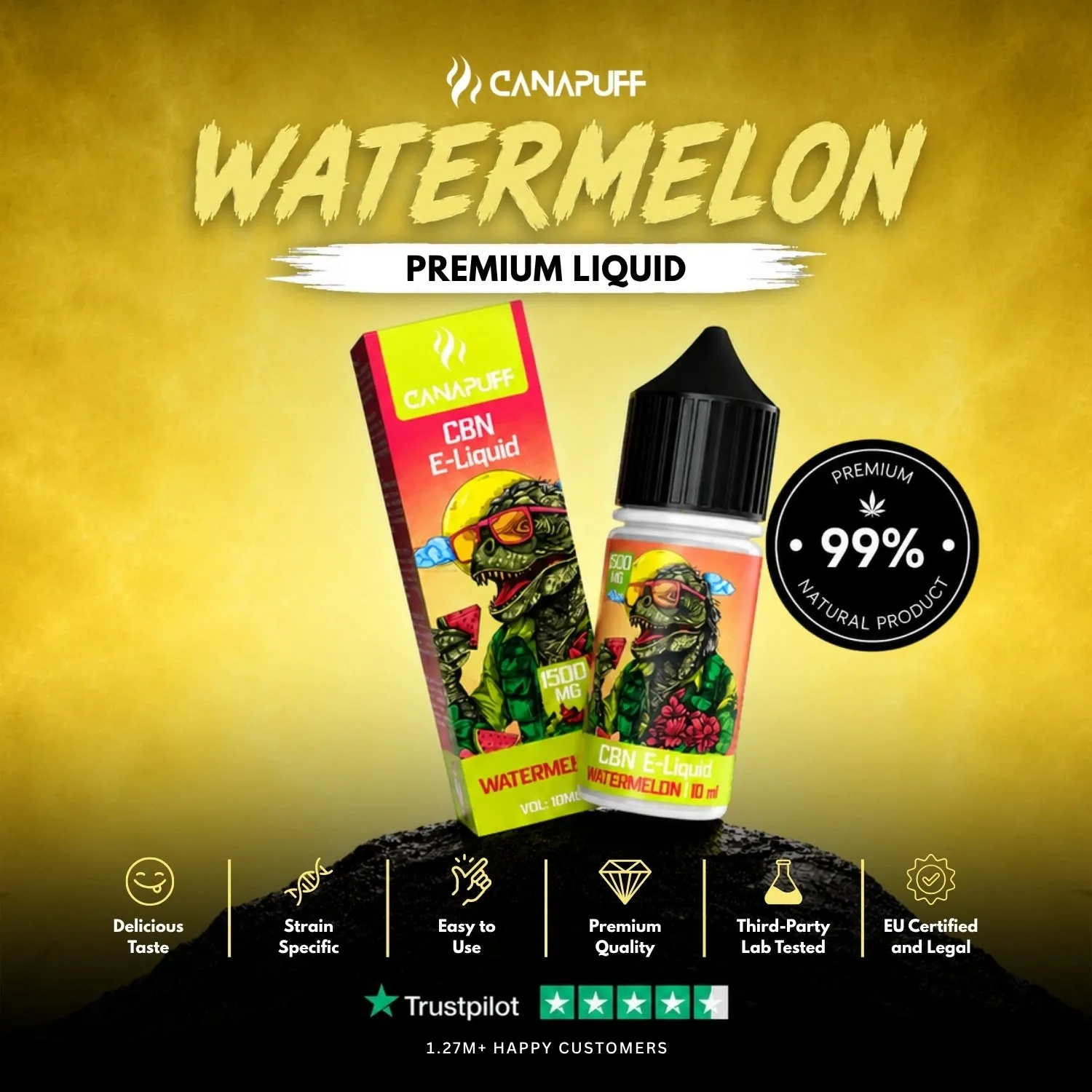 CanaPuff CBN Liquid Watermelon e-væske 1500 mg søt