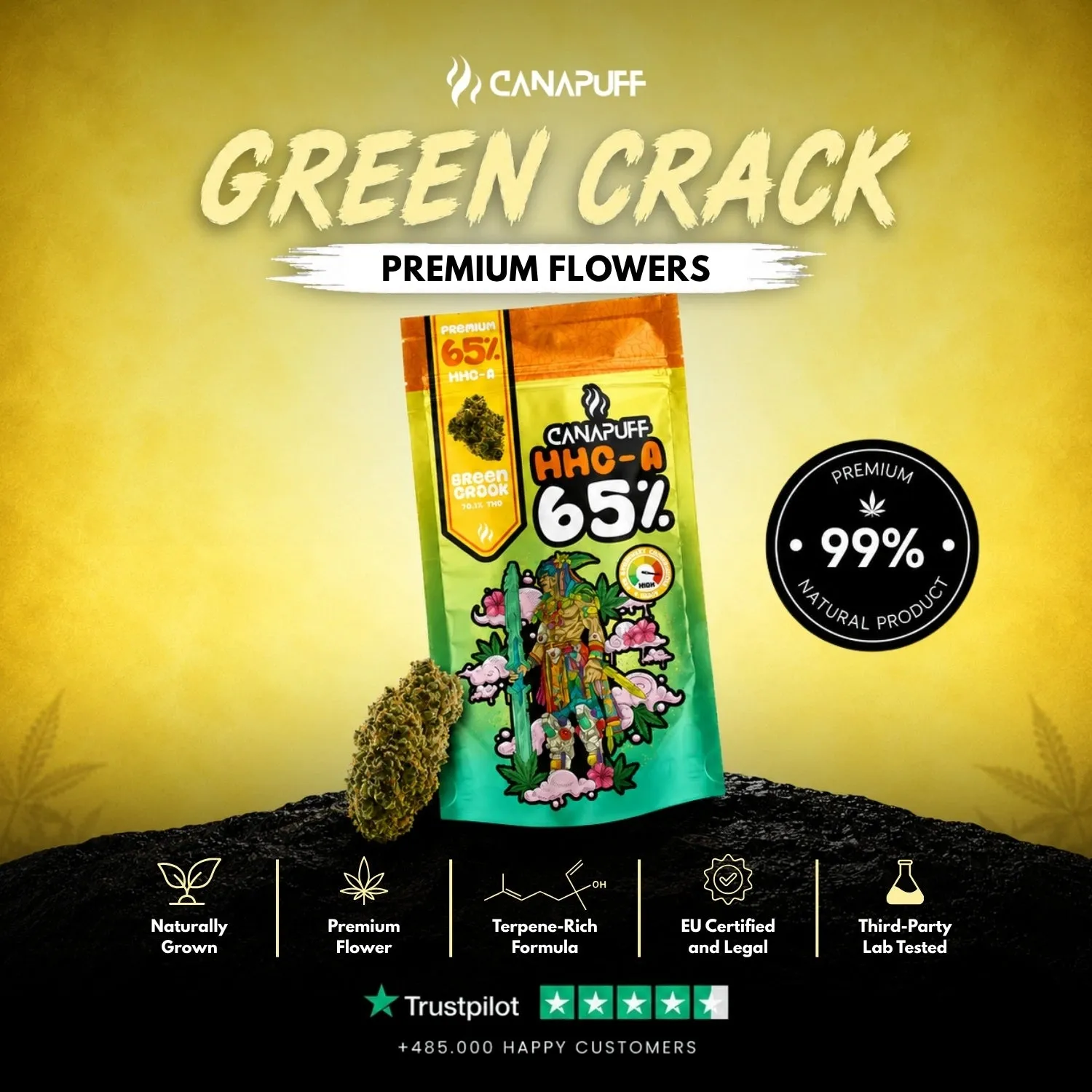 Canapuff HHC-A Green Crack blomster 1g 65%