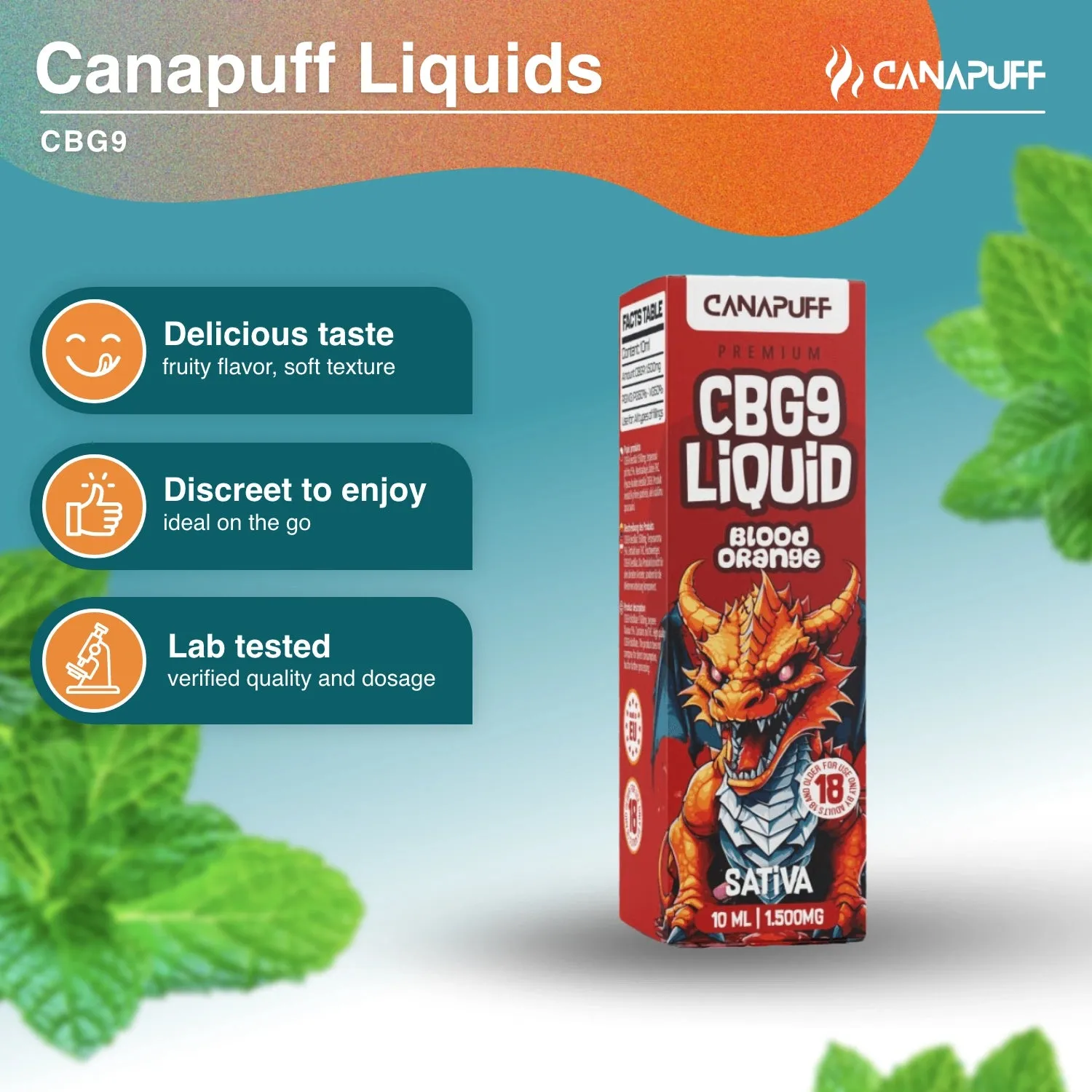 CanaPuff CBG9 Liquid Blood Orange e-væske 1500 mg sitrus