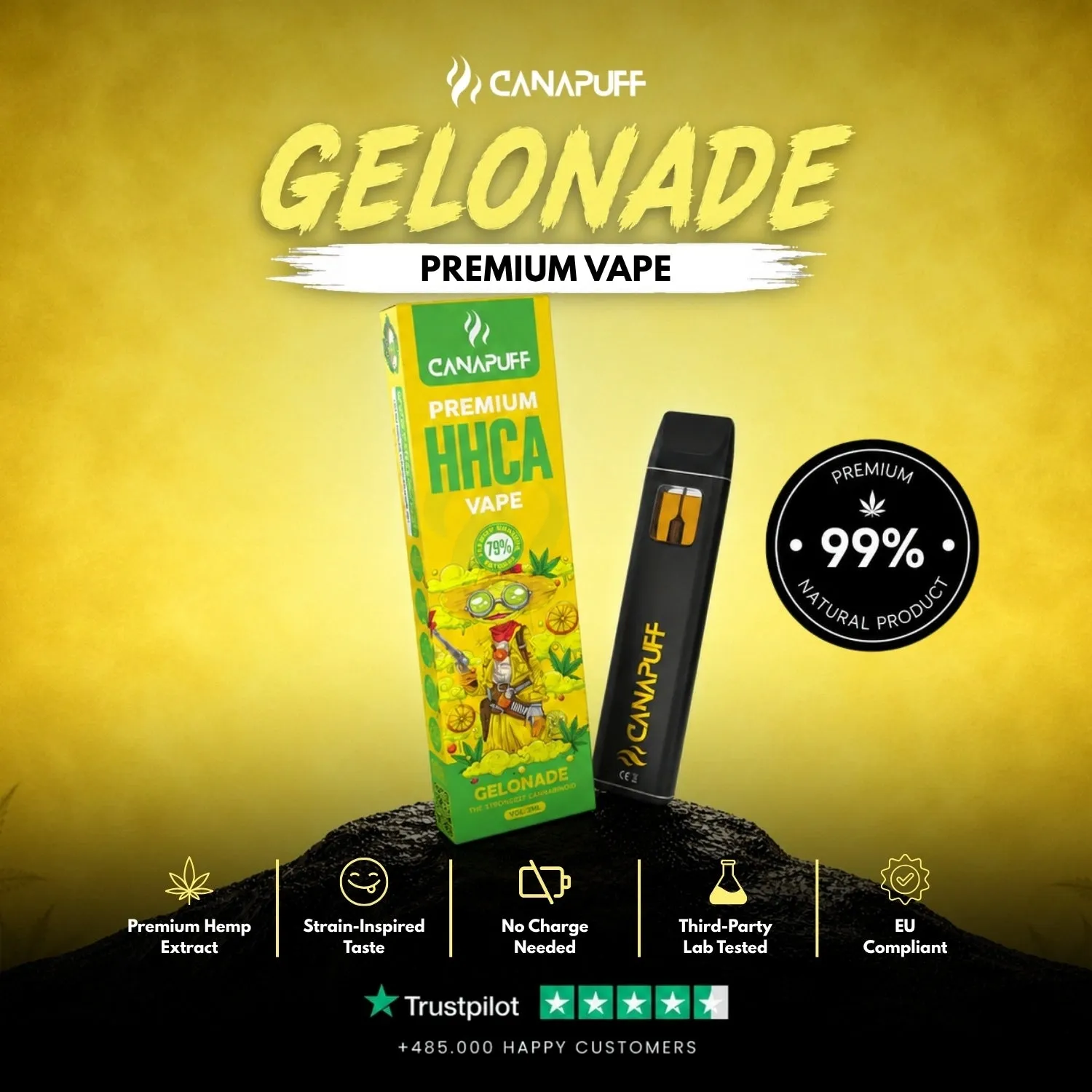 Canapuff HHC-A engangsvape gelonade sitrus 1 ml