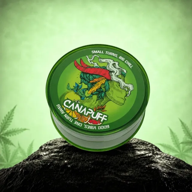 Canapuff Mini Grinder Green Crack kvern 40 mm plast