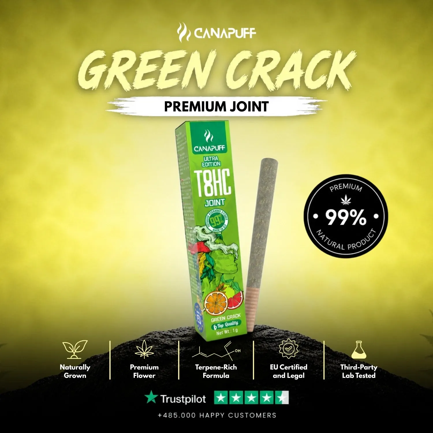 Canapuff T8HC Joint Green Crack 99% 1 g sitrus