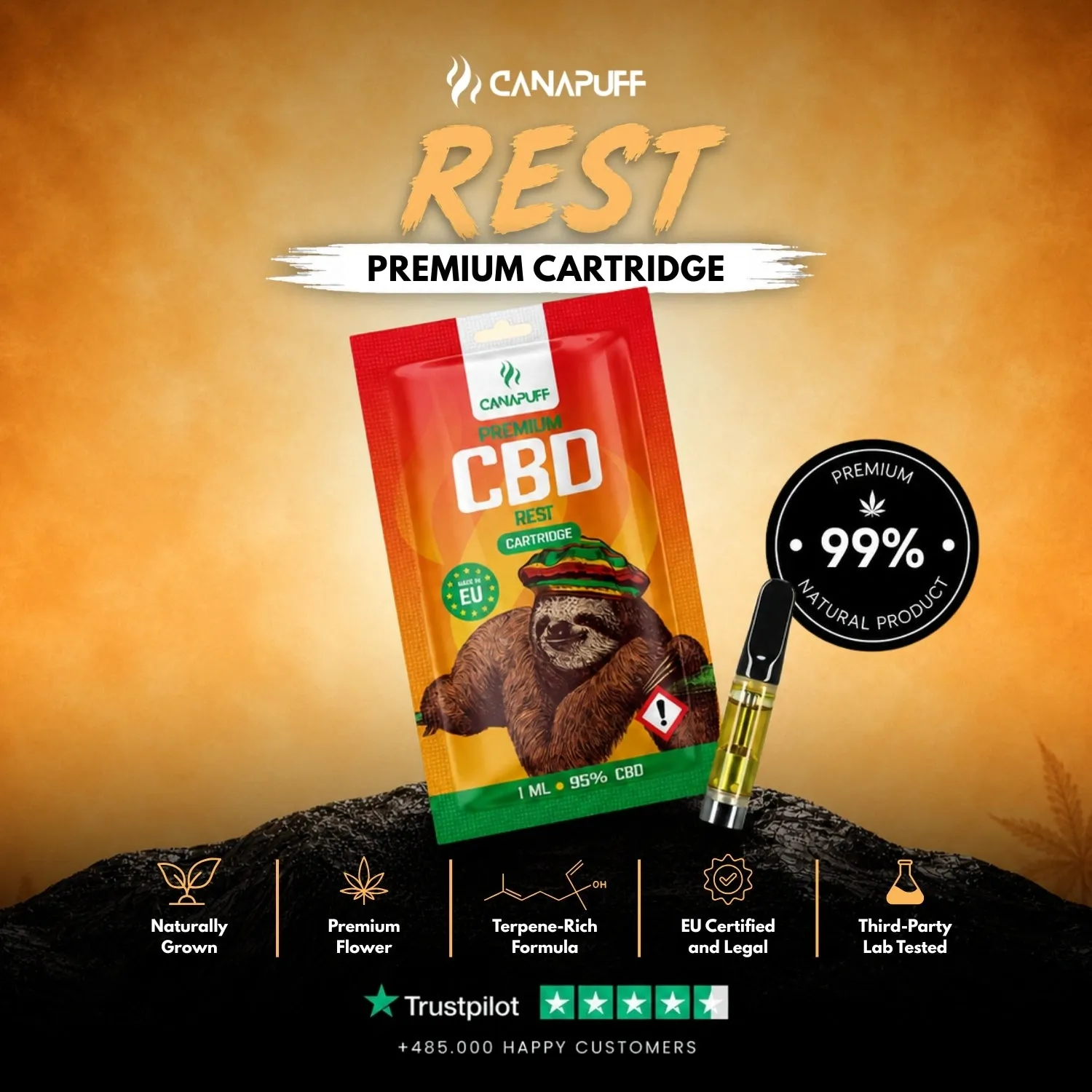 Canapuff CBD Rest vapepatron 95% 1 ml