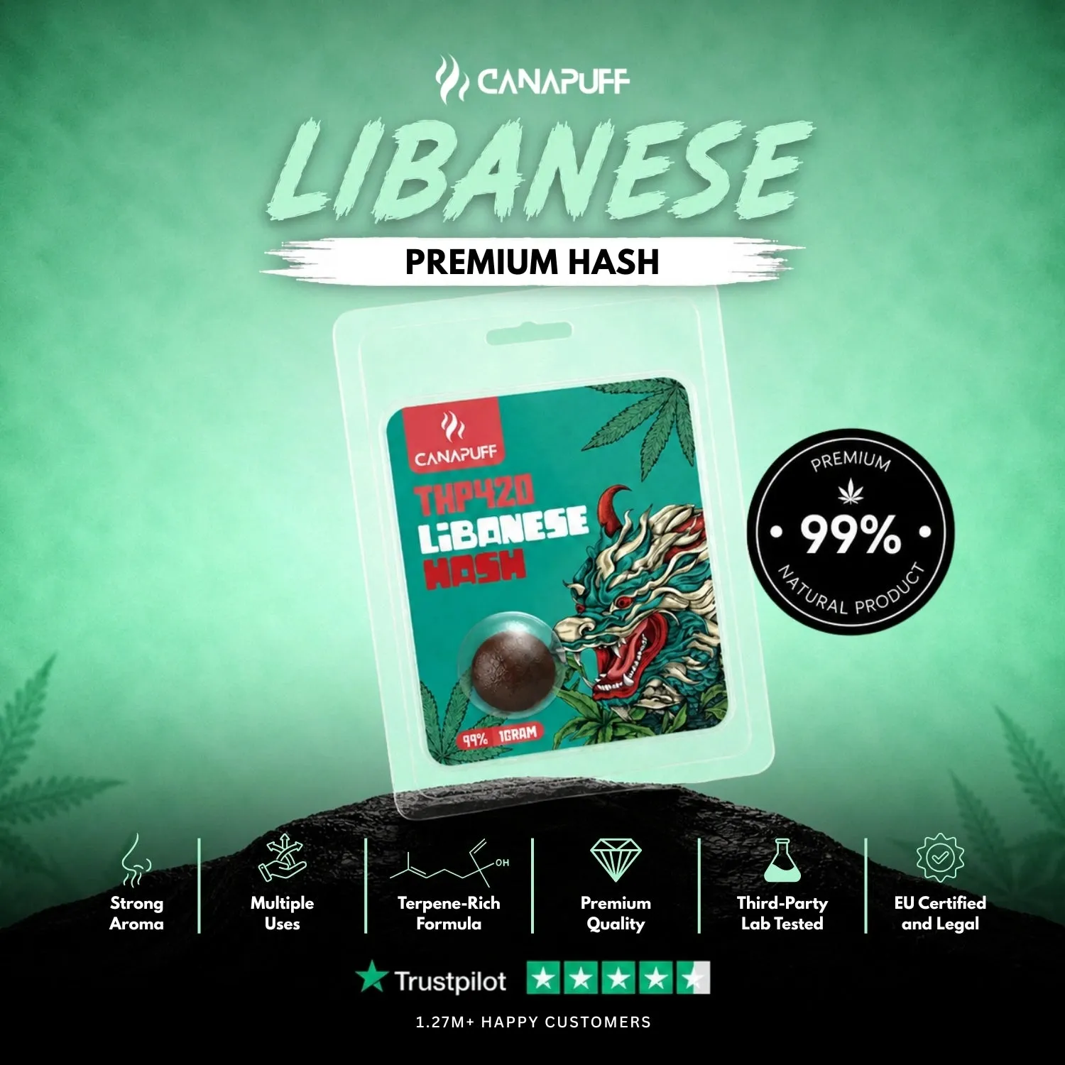 Canapuff THP420 Libanese 99% hash orientalsk