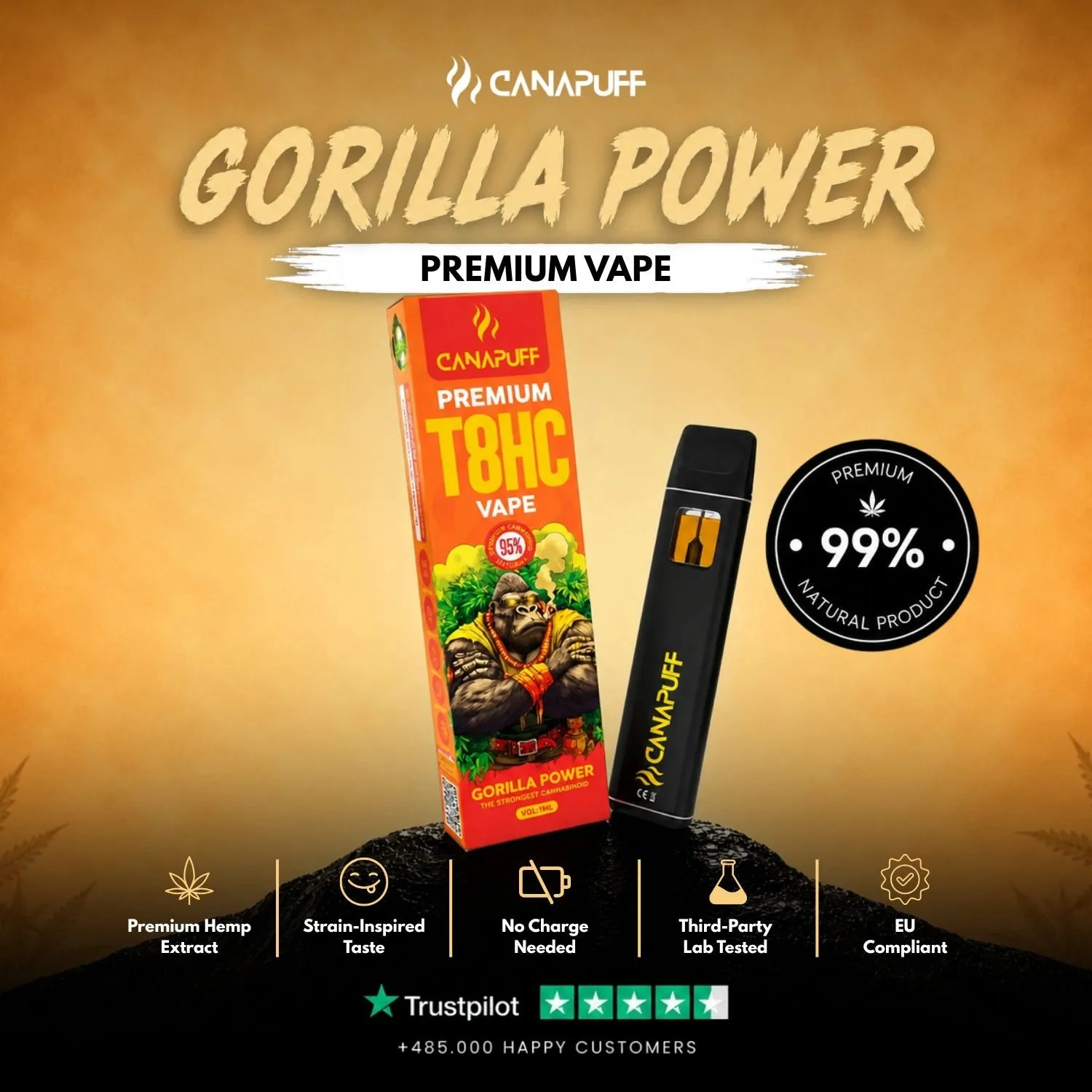 Canapuff T8HC Vape Gorilla Power 95% 1ml