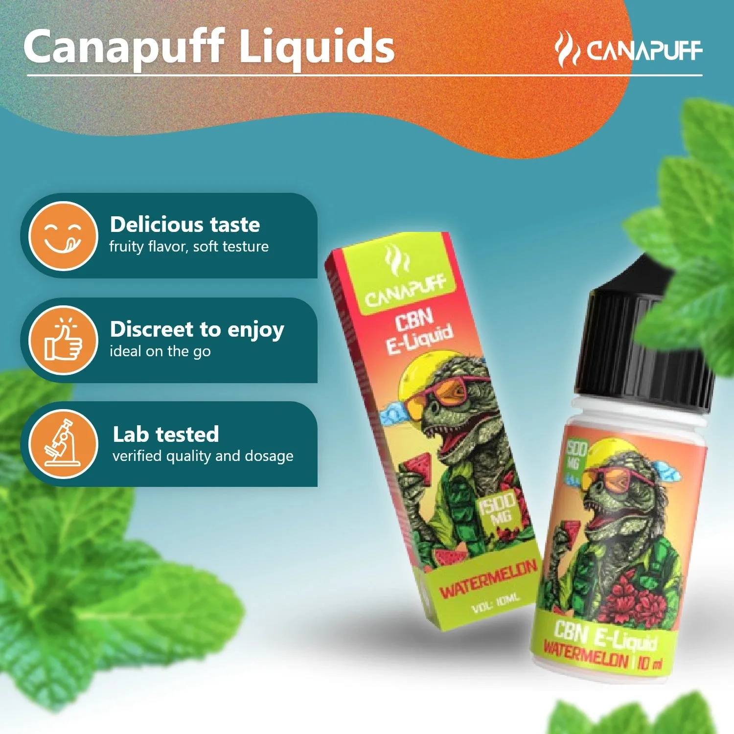 CanaPuff CBN Liquid Watermelon e-væske 1500 mg søt