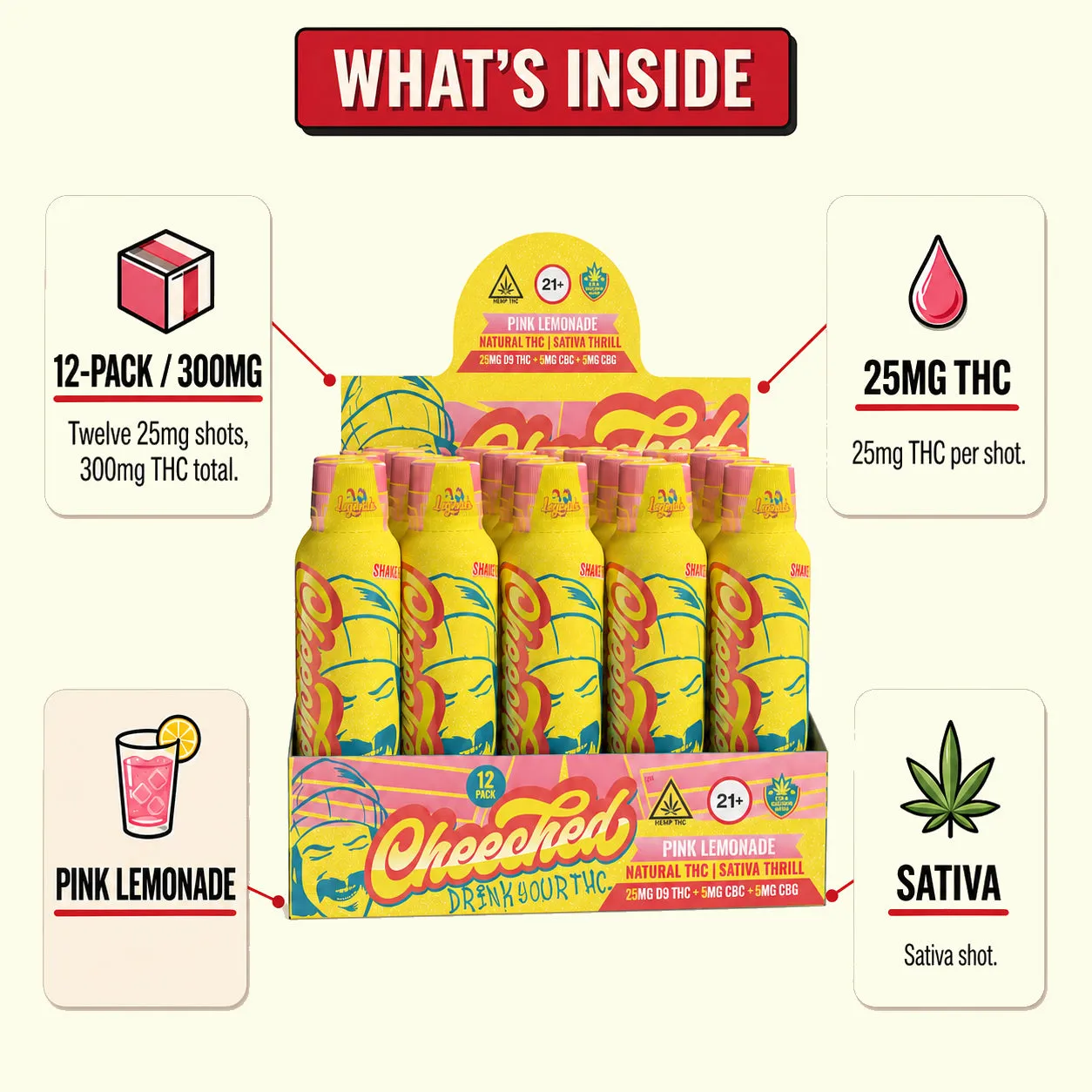 Cheech & Chong Legends Sativa THC shot pink lemonade 300 mg