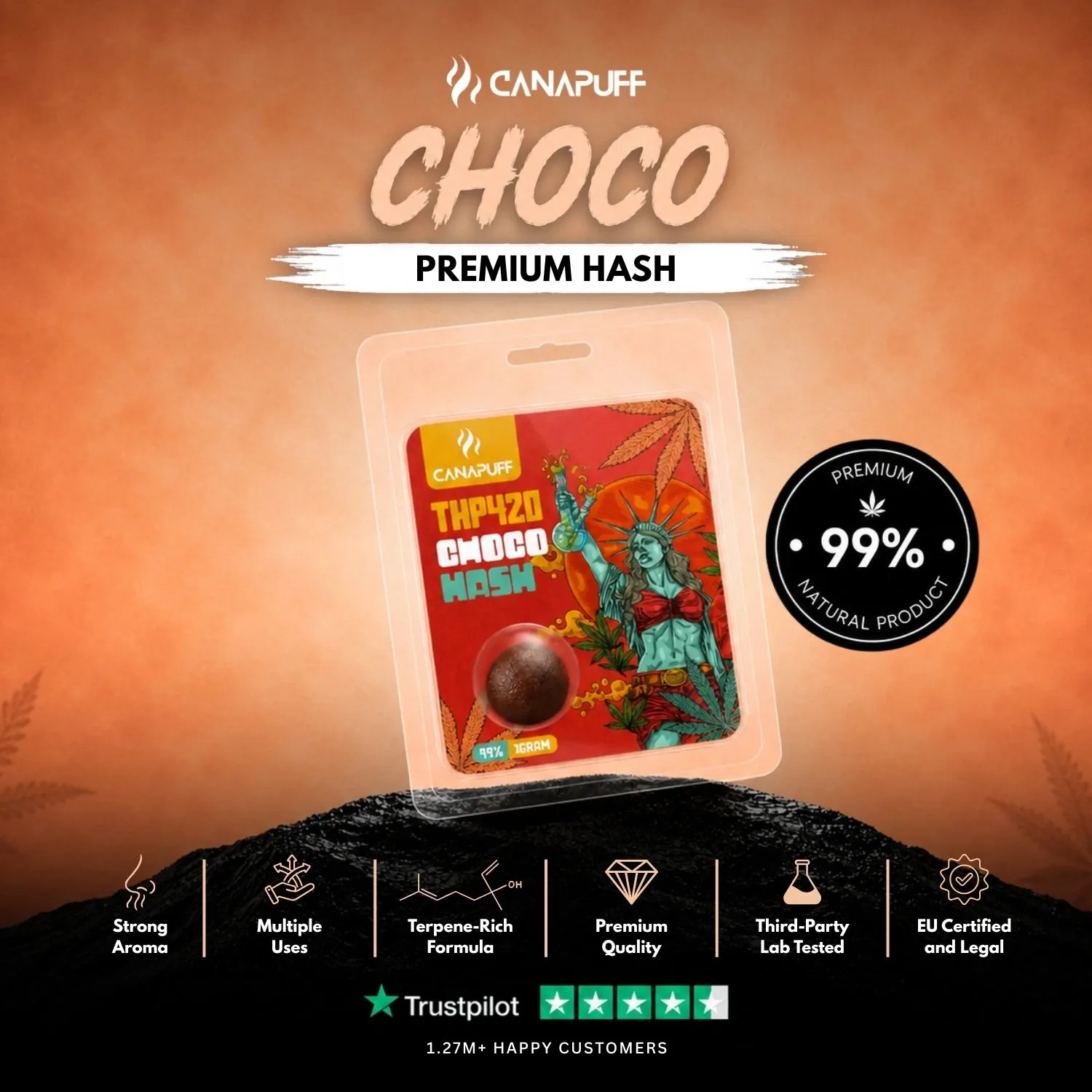 Canapuff THP420 Choco 99% hash sjokolade