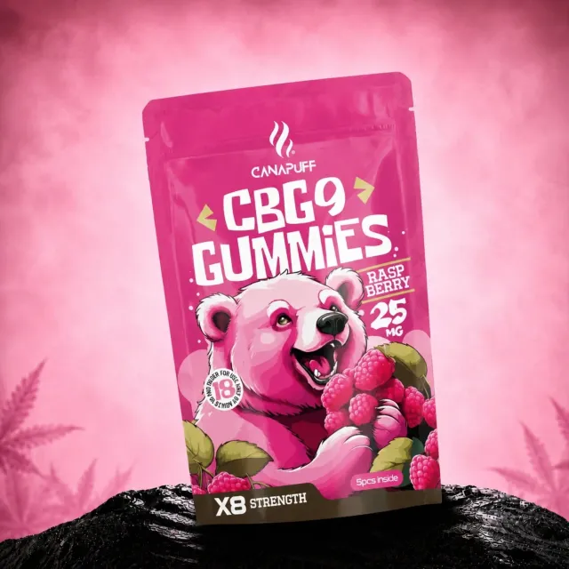 Canapuff CBG9 Gummies vingummi bringebær