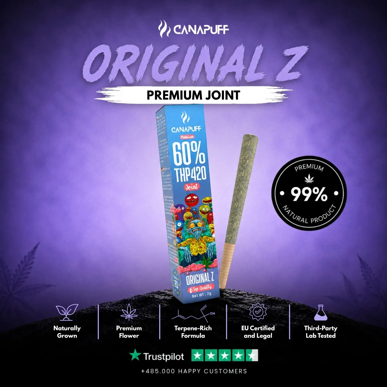 CanaPuff THP420 Original Z joint 2 g 60% drue bær