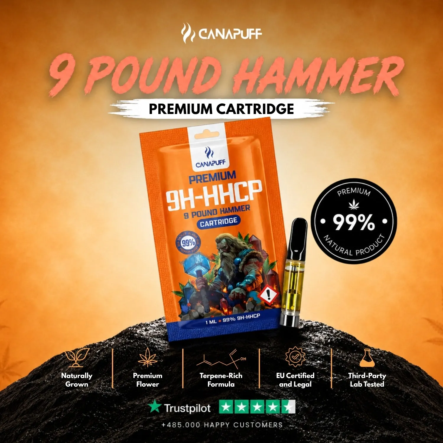 CanaPuff 9H-HHCP 9 Pound Hammer vapepatron 1 ml