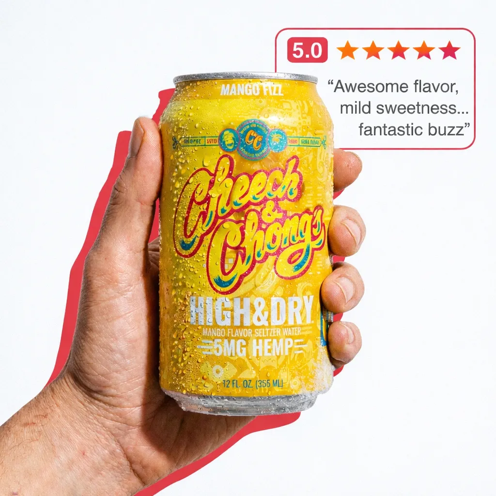 Cheech & Chong High & Dry Mango Fizz THC-seltzer 6-pack 30 mg