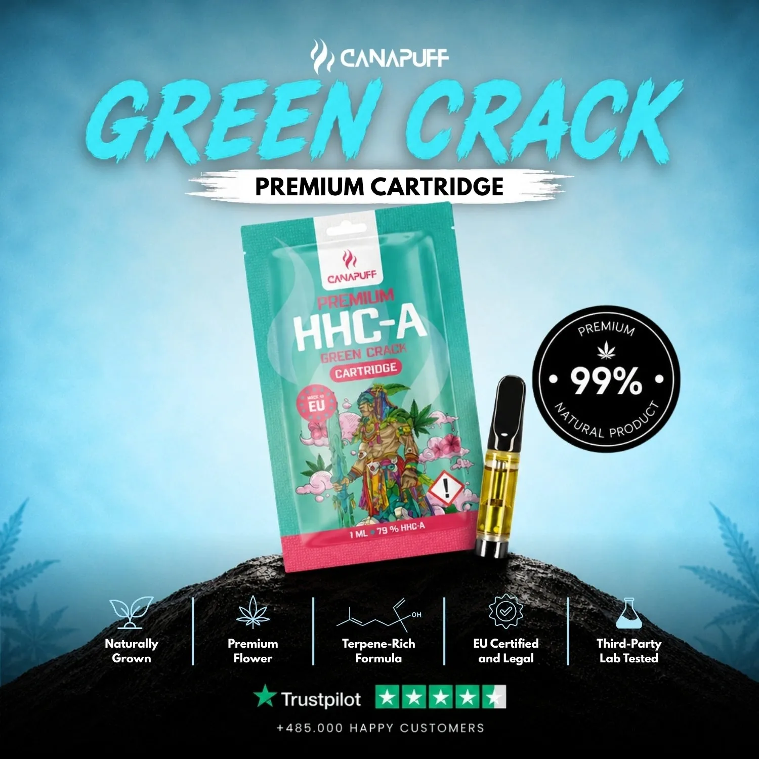 Canapuff HHC-A Green Crack 79% cartridge sitrus