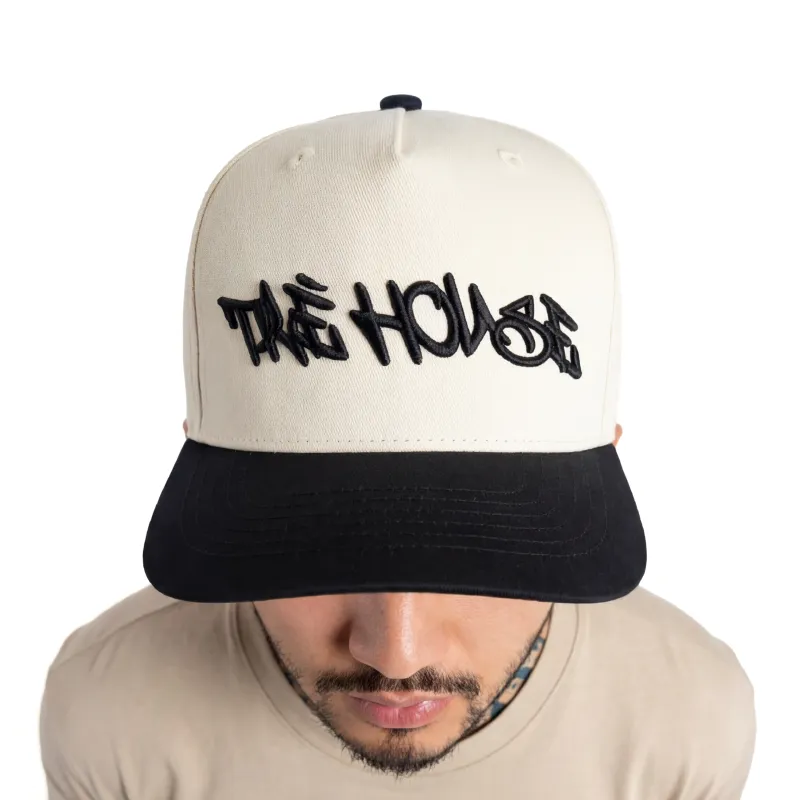 TRE HOUSE Graffiti Logo caps cream justerbar