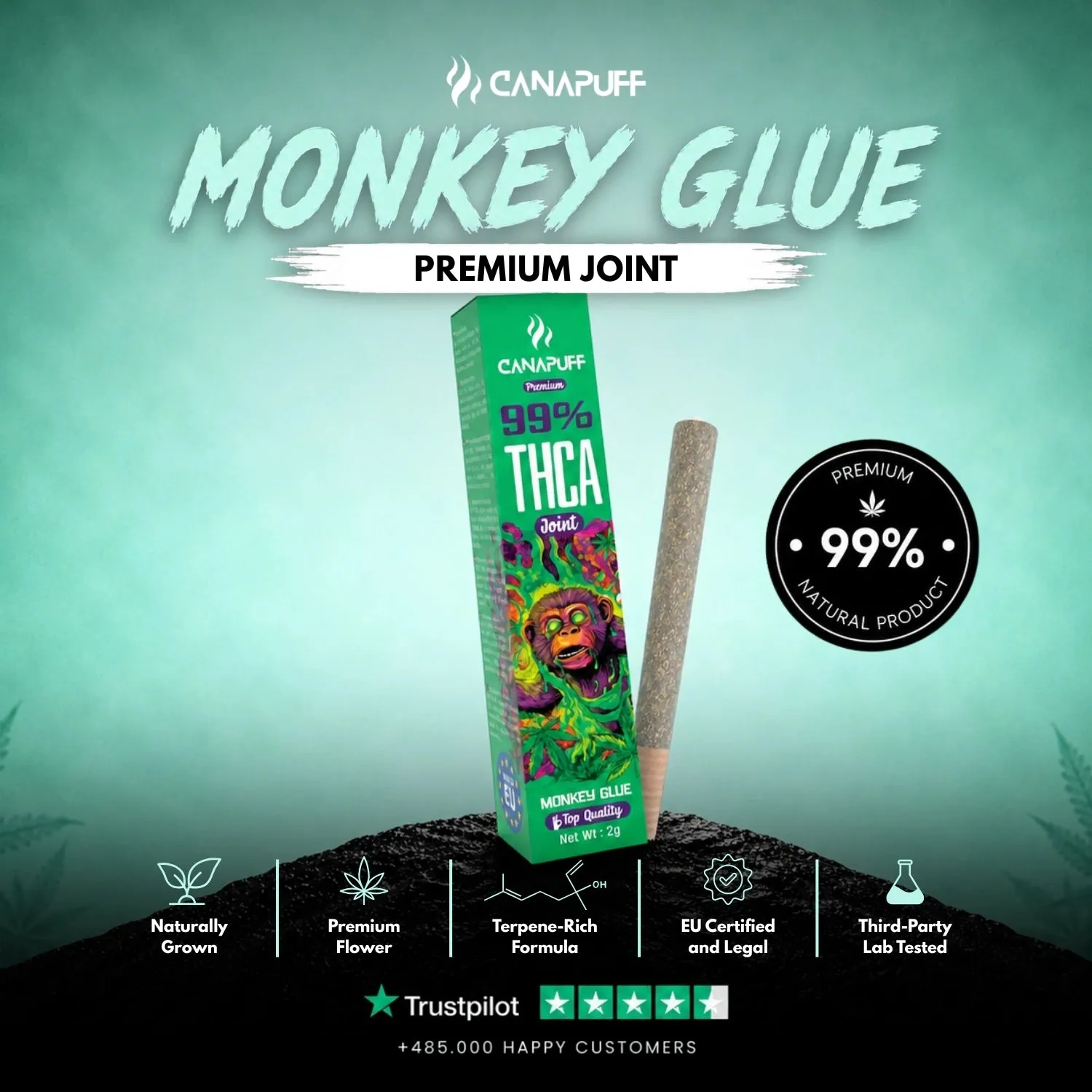 Canapuff THCA Monkey Glue joint 2g harpiks