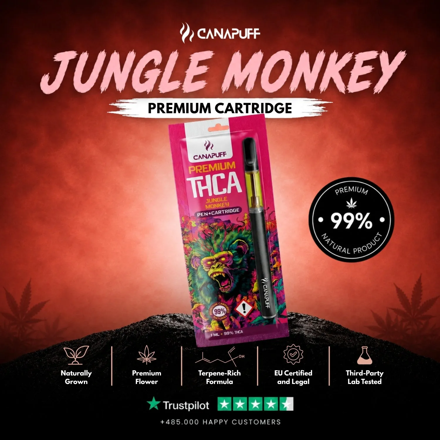 Canapuff Jungle Monkey THCA penn + patron 99 %