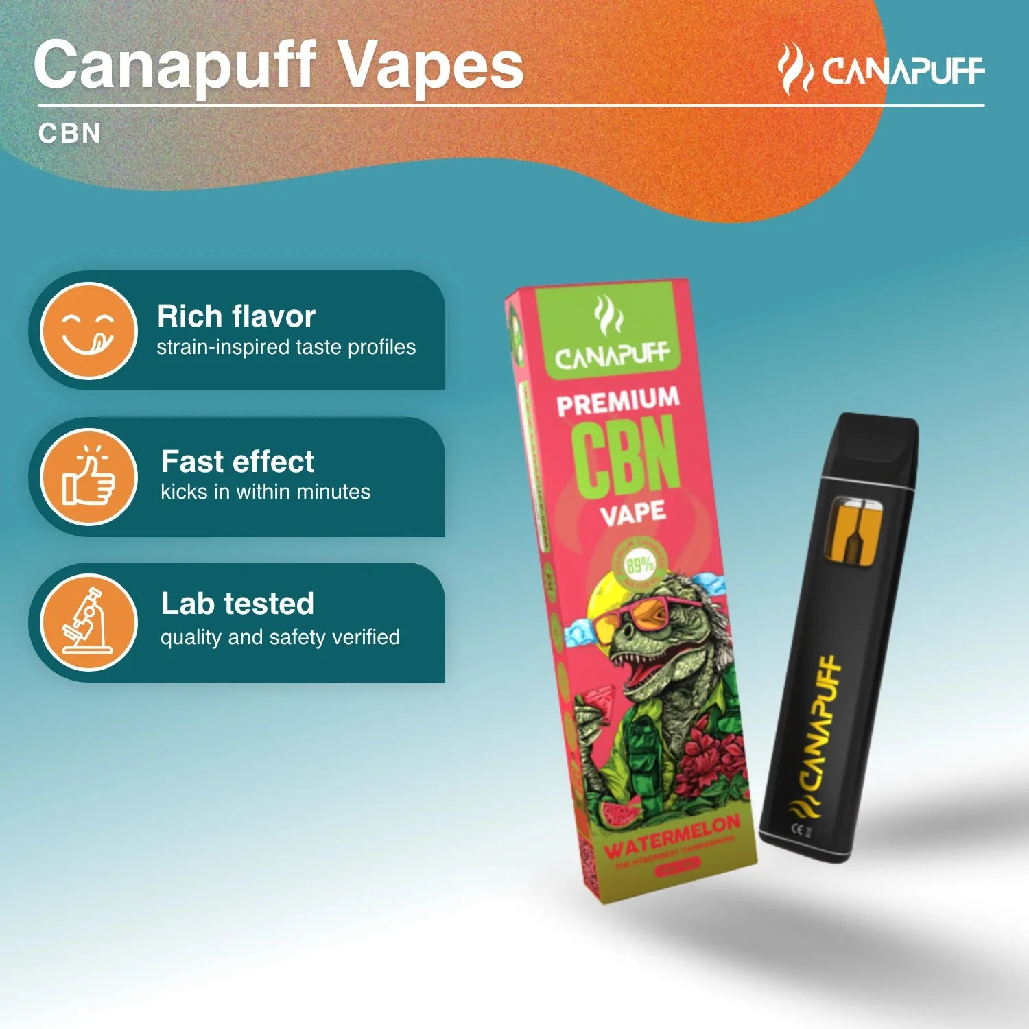 Canapuff CBN Vannmelon vape 1 ml 89%
