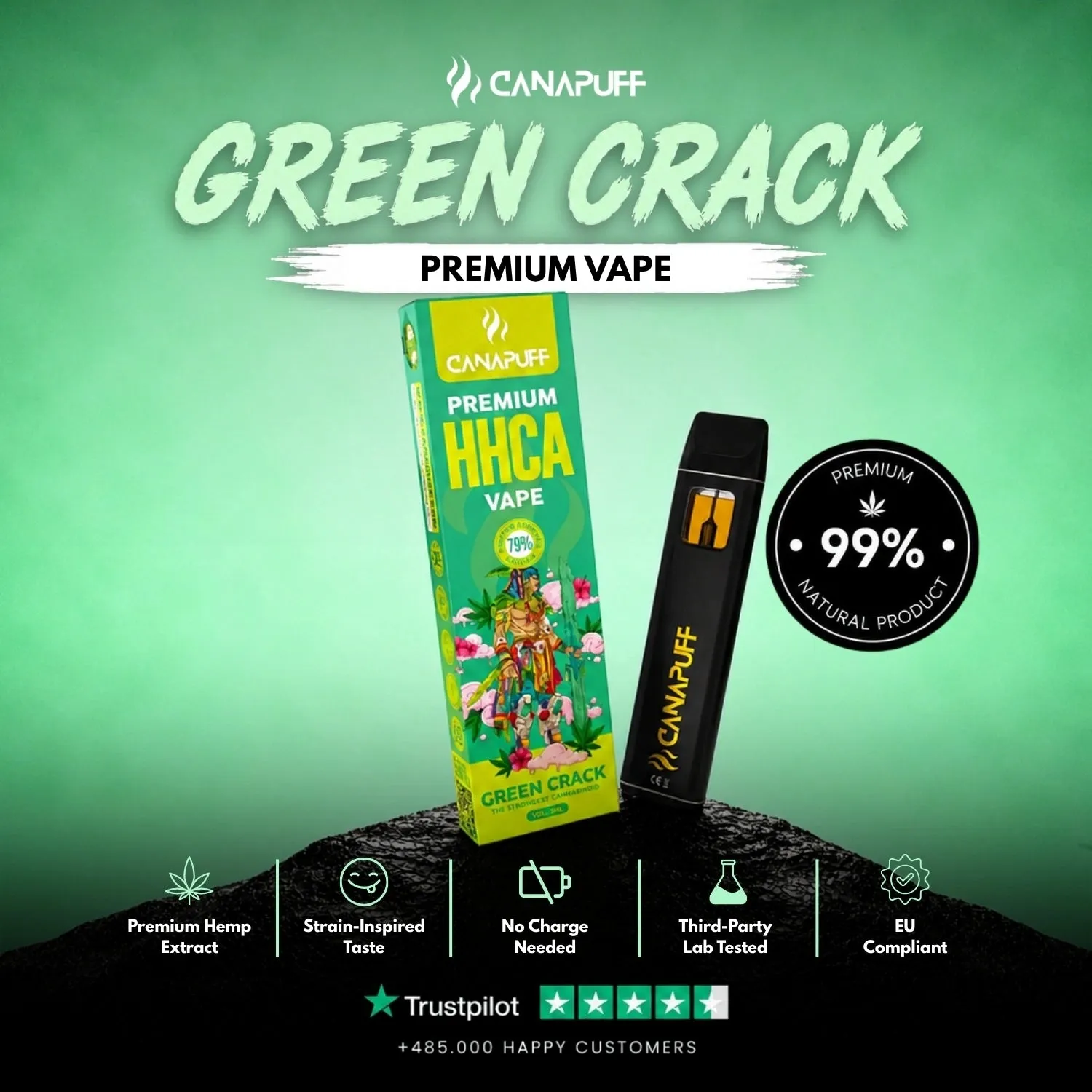 Canapuff HHC-A Green Crack 79% vape 1 ml sitrus