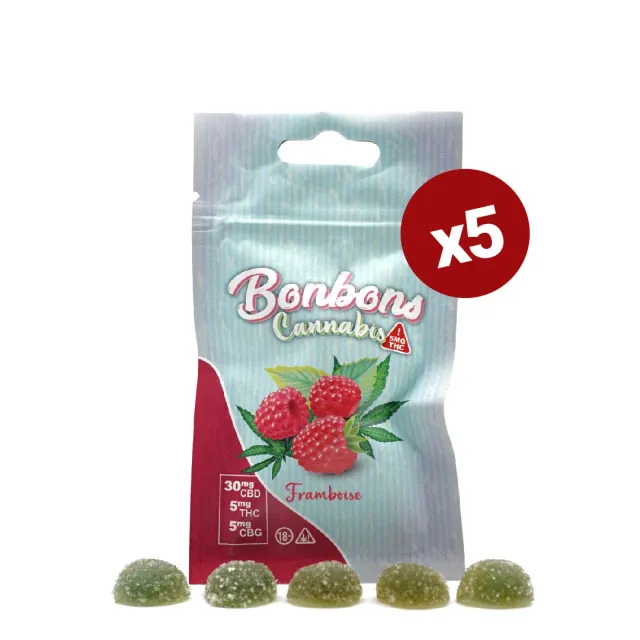 LeGrossiste Bonbons CBD-godteri 5 poser bringebær