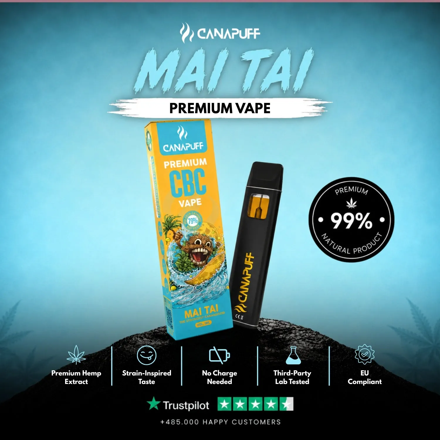 Canapuff CBC Mai Tai engangsvape 1 ml tropisk