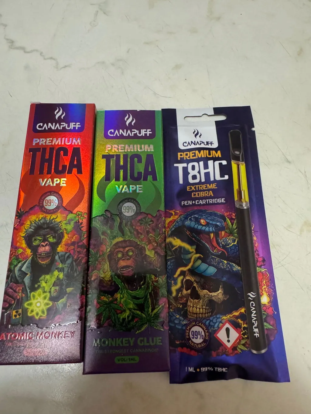 Canapuff Atomic Monkey 99% THCA-vape 1ml sitrus jord