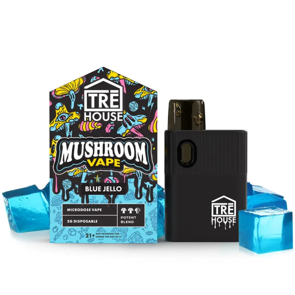 Tre House Microdose Mushroom vape Blue Jello 2g bringebær