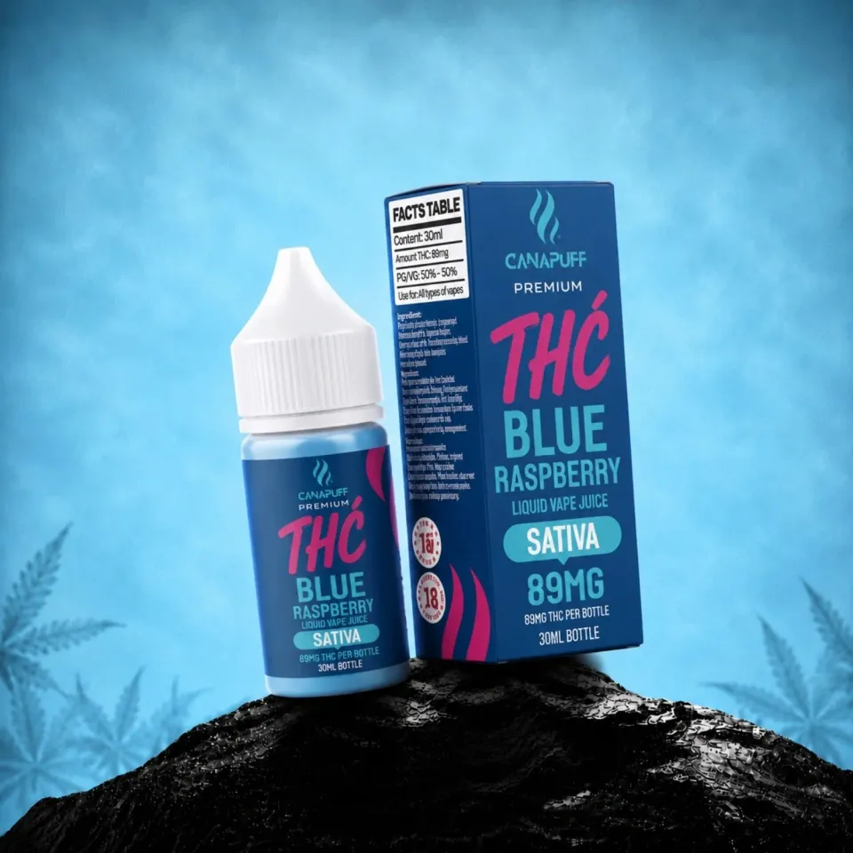 Canapuff Happy Liquid Blue Raspberry vapevæske 30 ml