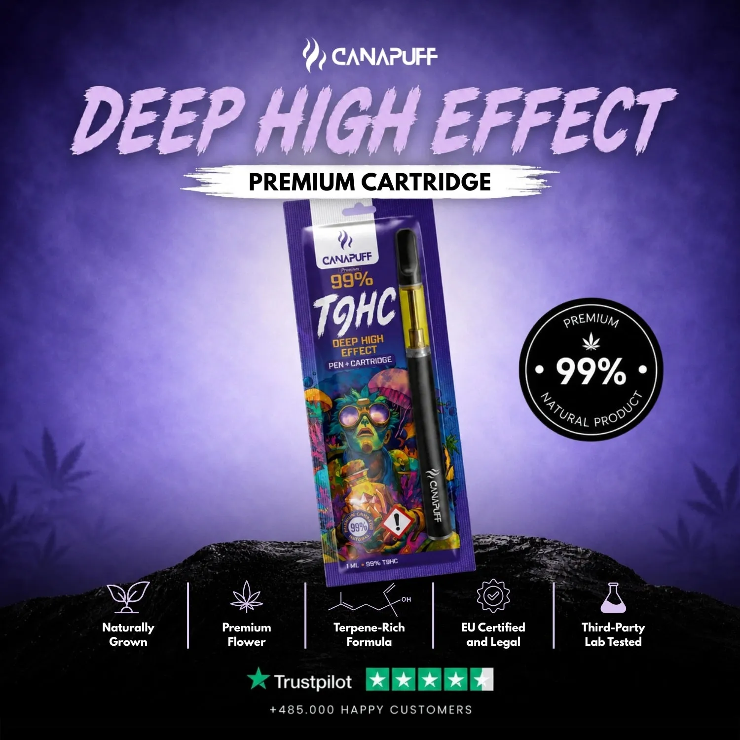 Canapuff T9HC vapepenn + patron Deep 99%